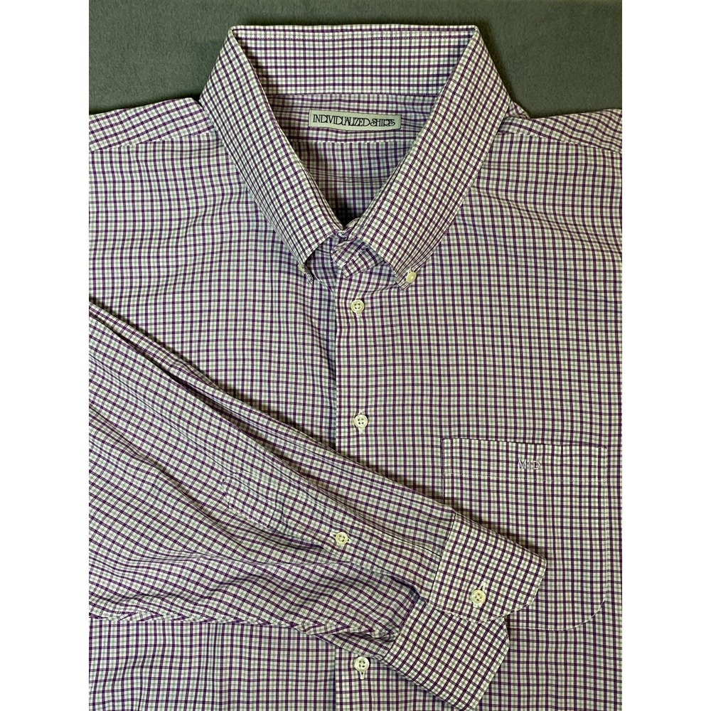 Individualized Shirts Dress Shirt Men's 4XB Purple Plaid Long Sleeve Monogram